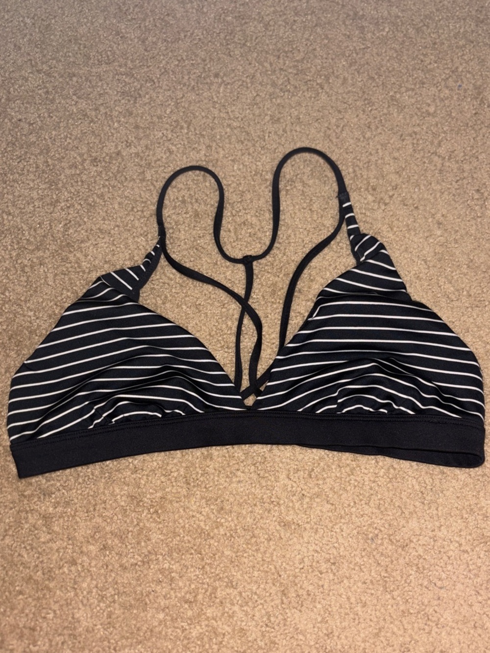 Victoria's Secret Sport Black and White Striped Triangle Bralette L